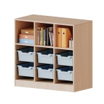 ErgoTray Regal, 3reihig, 2,5 OH,  oben 3 Fächer unten 6 hohe BoxenB/H/T 104,5x100x40cm 